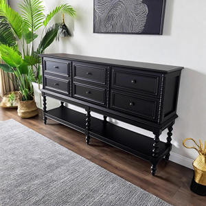 لوح جانبي عصري أسود من خشب البلوط على الطراز الأمريكية متين لغرفة المعيشة ومدخل البهو في شقة صغيرة - Product Image 5