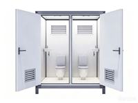 Vente en gros usine : Toilettes mobiles portables modulaires à double cabine en panneaux sandwich pour extérieur, avec deux cuvettes