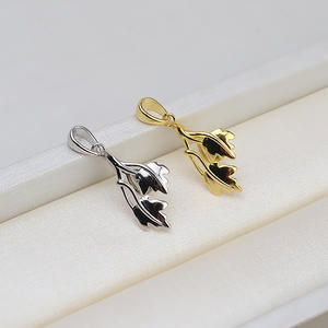 Collier pendentif en argent 925 fait main avec perle baroque pour femmes, perle anormale en forme de feuille, support vide, accessoire de bricolage, bijoux 1517 - Product Image 2