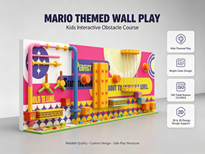 Mur d'obstacles <span class=keywords><strong>Super</strong></span> <span class=keywords><strong>Mario</strong></span> pour aire de jeux intérieure, équipement de parc pour zone de jeux commerciale pour enfants, mur d'escalade interactif - Product Image 1