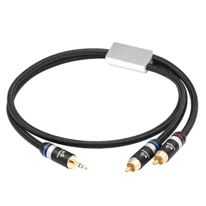 ATAUDIO Hi-end 3.5mm Stereo Pure Copper Gold-plated Male Connector 3.5 to 2Rca Audio Video Cable Laptop Power Amplifier Speakers