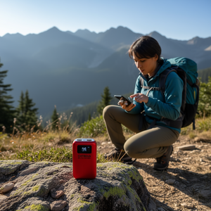 Batterie externe Satibous 10000mAh double USB Type C avec écran LCD et lampe torche, chargeur portable rouge - Product Image 2