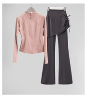 Ensemble de sport pour femme, nouvelle tendance, veste et pantalon slim anti-transpiration à col montant, pour yoga, entraînement, course, fitness, randonnée