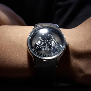 นาฬิกาข้อมือผู้ชาย Miyota Automatic Wandering Hour Movement แบรนด์ส่วนตัว สายซิลิโคนสีดำ หรูหรา รุ่น SM1056 จากผู้ผลิต - Product Image 4