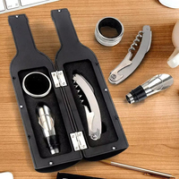 Nouvel ensemble cadeau créatif de 3/5 pièces pour ouvre-bouteille de vin avec tire-bouchon, bouchon verseur et coupe-capsule pour usage domestique ou en bar