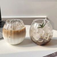 Nouvelle Arrivée - Verre Transparent en Borosilicate Haute Qualité en Forme de Boule, Tasse Simple Transparente Carrée pour Usage Domestique