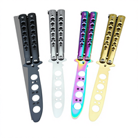 Couteau pliant en acier inoxydable personnalisé sans lame, couteau d'exercice papillon, outil de sport portable CSGO pour l'entraînement en plein air, cadeaux, logo