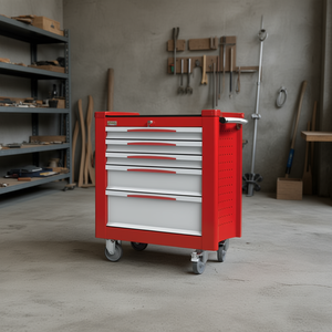 FG 150R/5G Tool Cabinet Red 5 <b>Drawer</b> Rolling Storage With Lock And Casters For <b>Workshop</b> Use - Product Image 3