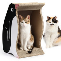 Maison à gratter pour chat 2-en-1 en forme de pingouin, tunnel vertical pour chat