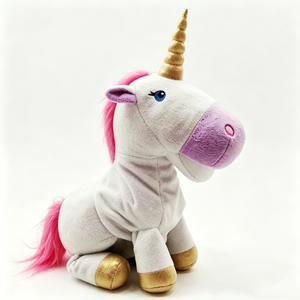 Juguete de Peluche Personalizado de Unicornio Blanco con Pelo Rosa y Cuerno Dorado de 31cm-50cm para Niños de 2 a 4 Años, Unisex, Animal de Peluche Suave - Product Image 4