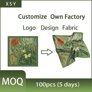 Écharpe en polyester de luxe de haute qualité, grande taille 110 cm, imprimée, <span class=keywords><strong>foulard</strong></span> <span class=keywords><strong>carré</strong></span> en soie, hijab, écharpes et châles tendance - Product Image 6