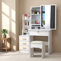 Table de toilette multifonctionnelle moderne pour petite famille avec panneau de rangement et bureau cosmétique