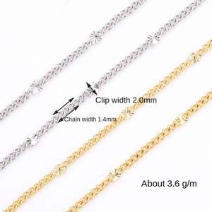 Acero inoxidable 18K oro PVD oro collar flor en relieve cadena fina joyería venta en metros - Product Image 6