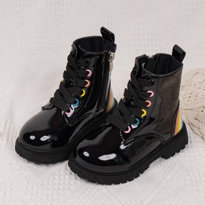 Botas de combate con cordones para niños, botines de invierno con cremallera lateral para niños y niñas - Product Image 5