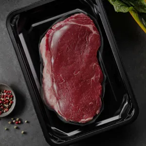 Plateaux de présentation de viande en plastique biodégradable PP à emporter pour supermarché, plateau de nourriture jetable