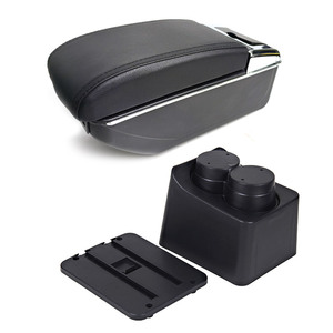 Vtear Elegante Caja de Almacenamiento para Reposabrazos Delantero de Coche de Cuero PU ABS con Portavasos, Accesorios Interiores para <span class=keywords><strong>Volkswagen</strong></span> <span class=keywords><strong>Polo</strong></span> 6R/6C 2011-2018 - Product Image 1