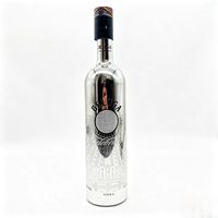 Bouteille en verre plaqué or sur mesure avec bouchon en liège - Emballage moderne de luxe pour le brandy et la tequila - Carton - Sérigraphie - Marquage à chaud du logo