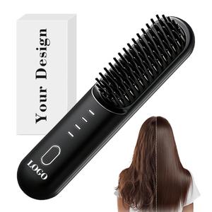 Lisseur de cheveux sans fil à chauffage rapide, gamme de température 140°C-200°C, brosse lissante sans fil avec charge Type-C, modèle 0728 - Product Image 2