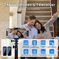 Micrófono inalámbrico de 2,4 Ghz para carga de iPhone Mini micrófono Lavalier para 2 micrófono de teléfono de solapa para iPad Clip en micrófonos para video