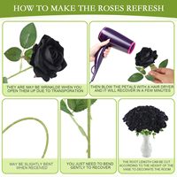 Mawar buatan hitam dengan batang kustom hitam mawar buatan panel bunga hydrangea untuk dekorasi liburan