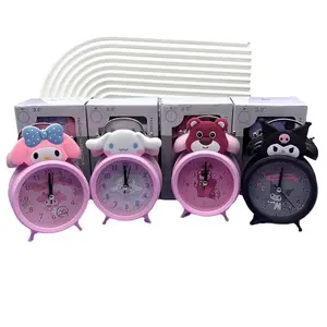 Sanrio Kuromi Ringing Alarm Clock Big Eared Dog Bedroom Night Light Silent Clock