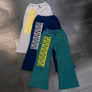 YSJY批发定制羊毛慢跑者运动裤法国毛圈宽松堆叠喇叭裤丝网印刷运动裤男士 - Product Image 2