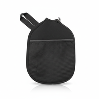 Sac de raquette de pickleball en tissu non tissé noir avec poignée et tissu en maille