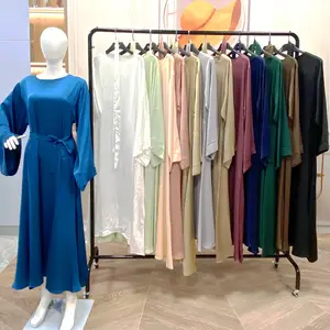 2023 lin fermé Abaya tenue quotidienne filles musulmanes Abaya turquie Abaya dubaï femmes vêtements islamiques