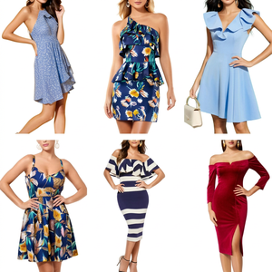 Nuevo Diseño, Vestido Mini de Gasa con Estampado Floral, Un Hombro Descubierto, con Volantes, Corte en A, Cintura Natural, para Fiestas de Verano, Ropa Casual - Product Image 1