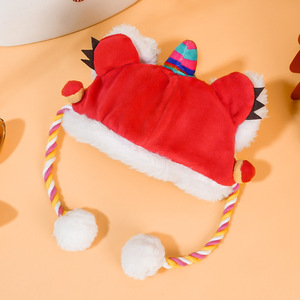 Chapeau tête de tigre du Nouvel An pour chien et chat, costume de danse du lion, vêtement chaud d'hiver pour animaux de compagnie - Product Image 5