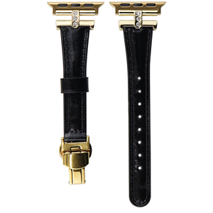 Convient pour le <span class=keywords><strong>bracelet</strong></span> de montre Diamant incrusté mince papillon Fermoir huile cire <span class=keywords><strong>Bracelet</strong></span> en <span class=keywords><strong>cuir</strong></span> avec style à la mode - Product Image 1