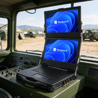 Ordinateur portable durci double écran Intel i9 15,6 pouces avec charnière amortie anti-vibration, station de travail portable noire pour intervention d'urgence et usage privé