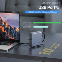 Adaptador USB C Hub 15 en 1 Tipo C 3.1 con Carga HD Power Delivery, Puerto Ethernet Gigabit RJ45, 3 Puertos USB 3.0, Estación de Acoplamiento