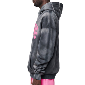 Sweat-shirts pour hommes surdimensionnés, style streetwear hip-hop, teints par pulvérisation, lavés, logo personnalisé, dégradé de couleurs, polaire, grande taille - Product Image 2