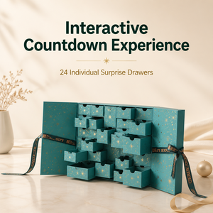<span class=keywords><strong>Calendrier</strong></span> de l'Avent de Noël pliable personnalisé, boîte de 24 jours, emballage à double porte avec ruban pour cosmétiques et bijoux - Product Image 5