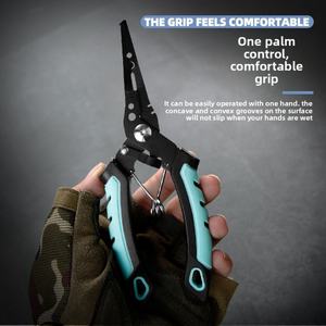 Alicates Multifuncionales de Acero Inoxidable con Mangos de Goma y Plástico, Punta Fina, Cortadores de Acero para Señuelos, Abre Anillas de Línea PE, para Pesca - Product Image 2