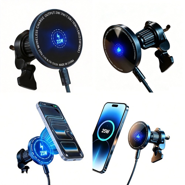 New Consumer Electronics Magnetic Wireless Car Charger 25W Super Fast Charging Air Vent Car Phone Holder Electronic Accessories