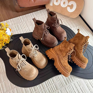 Nuovi Arrivi Invernali: Stivali Martens Opachi da Donna con Suola Spessa, Plateau e Lacci, Stivali Casual da Motociclista, <span class=keywords><strong>Stivaletti</strong></span> alla Caviglia - Product Image 1