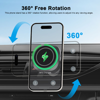 Soporte Magnético Inalámbrico para Coche de 25W con Luz LED de 7 Colores, Compatible con iPhone 12-17, Soporte para Teléfono