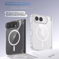 Coque de téléphone magnétique transparente en PC pour iPhone Duo, protection intégrale de la charnière, transmission lumineuse de 98 %, antichoc, couverture transparente