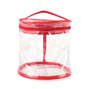 Waterproof Custom Travel PVC Transparent <b>Toiletry</b> Round Organizer Pouch <b>Clear</b> Women Cosmetic Makeup <b>Bag</b> with Zipper and Handle - Product Image 1