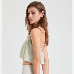 Débardeur Cami en Maille à Volants et Bretelles Croisées pour Femme, Bretelles Fines Ajustables, Coupe Ample, Idéal Yoga et Fitness, Vente en Gros - Product Image 2