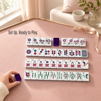 Tuiles de Mahjong Américaines en Acrylique Transparent, Motif Lapin Violet Imprimé UV, Tuiles Durables pour Jeu de Table Familial et Loisirs