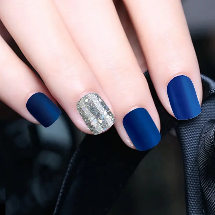 Fengshangmei rubber blauw 30 tips shinny vinger nail tips