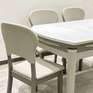 Ensemble de table à manger ronde extensible moderne et durable avec 6 chaises, matériau en marbre, taille personnalisée, design minimaliste, meubles pour la maison - Product Image 4
