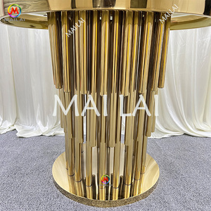 Mesa de acero inoxidable de lujo, mesa redonda de boda, diseño elegante, soporte de pastel dorado para decoración de eventos - Product Image 2