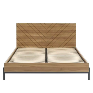 Cadre de <span class=keywords><strong>lit</strong></span> <span class=keywords><strong>en</strong></span> bois pour <span class=keywords><strong>lit</strong></span> queen-size, tête de <span class=keywords><strong>lit</strong></span> avec panneaux <span class=keywords><strong>en</strong></span> chevron inclinés, pieds <span class=keywords><strong>en</strong></span> métal noir, rangement durable, minimaliste, écologique, pour chambre à coucher - Product Image 3