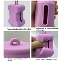Porte-sac à déjections canines pour laisse, léger et portable, en PVC, distributeur de sacs à déjections canines avec attache pour laisse, taille M