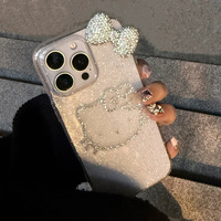 Coque de téléphone en TPU avec nœud papillon en strass 3D 2025, luxueuse et scintillante, pour Apple 15 Pro Max, pour iPhone 14, housses mignonnes avec poignée de téléphone