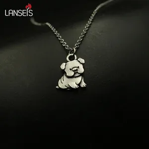 Collier mignon avec animal pour femme, pendentif petit bouledogue, joli bijou chien, petit pendentif animal de compagnie, cadeau pour fille adorable - Product Image 1